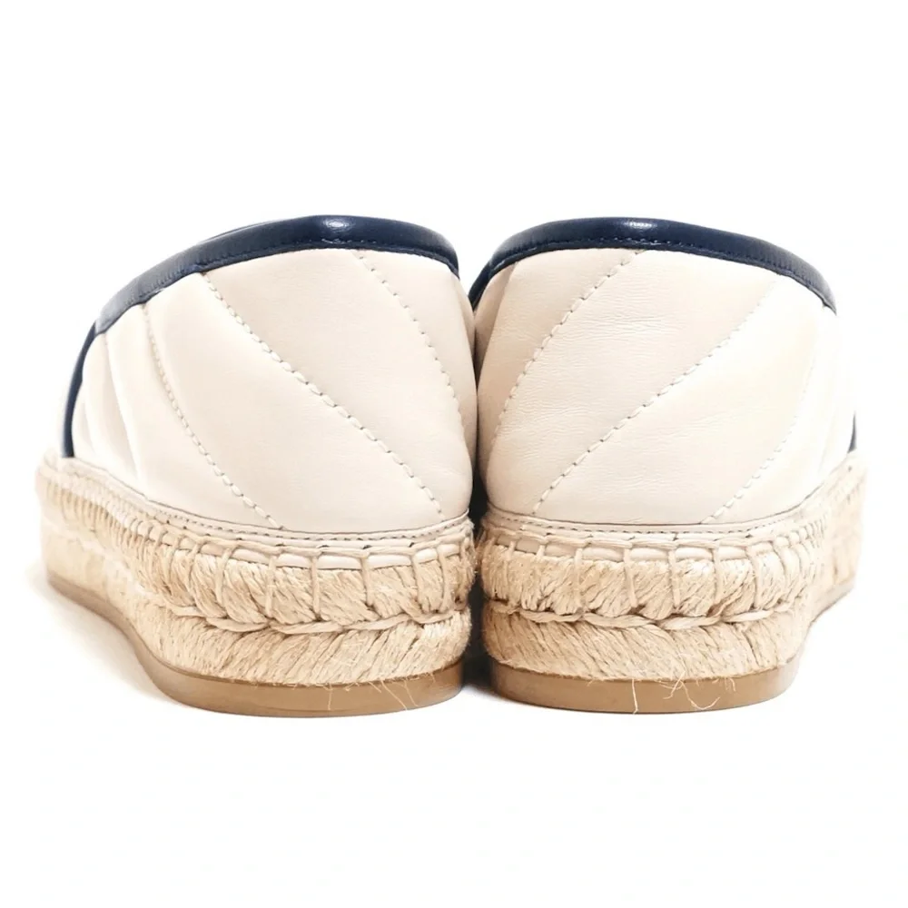 Authentic NEW GUCCI Nappa Matelasse GG Marmont Espadrilles 35.5 Cream US 35.5
